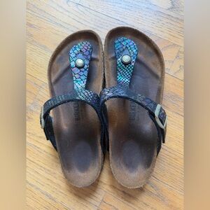 Birkenstock Black and Iridescent Gizeh Thong Sandals